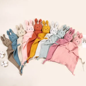 Baby Cotton Muslin Comfortable Blanket Cute Cat Doll for Infant Kids Sleep Appease Towel Children Rabbit Saliva Scarf